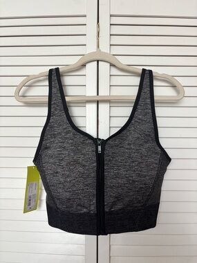 All In Motion Dark Heather Gray Front-Zip Sports Bra, Sizes: 3X & 4X, NWT
